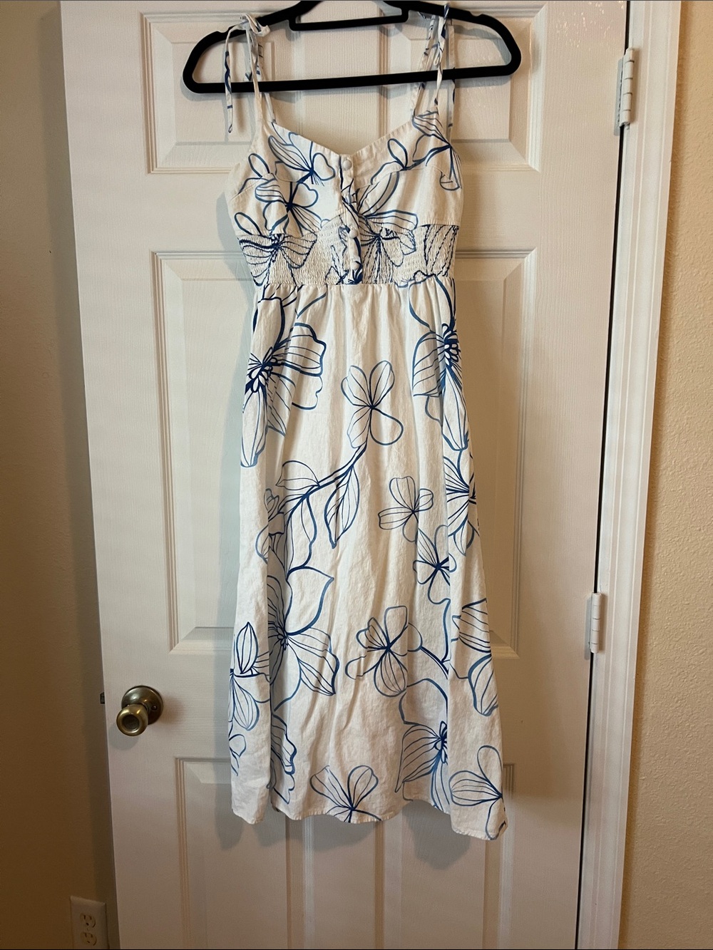 GAP Midi Cotton Sundress Blue White Floral Small